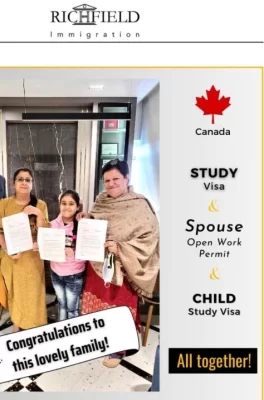 Canada Study Visa and Spouse Open Work Permit and Child Study visa from India
